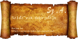 Szlávik Adorján névjegykártya